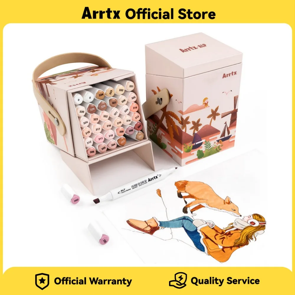 

Arrtx 36 Colors Alcohol Marker Pen Skin Tone Markers ALP Dual Tips for Coloring Portrait Design Comic Anime Illustration Card