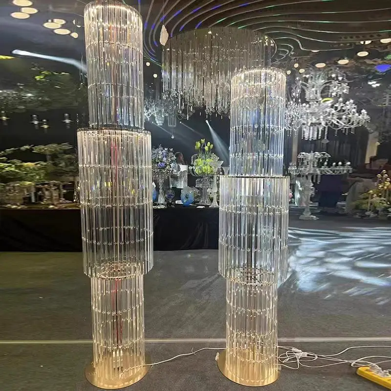 

2pcs Iron Acrylic Crystal Tower Column Stand Aisle Rack Korean Hotel Wedding Hall Welcome Stage Decoration Oscar Props