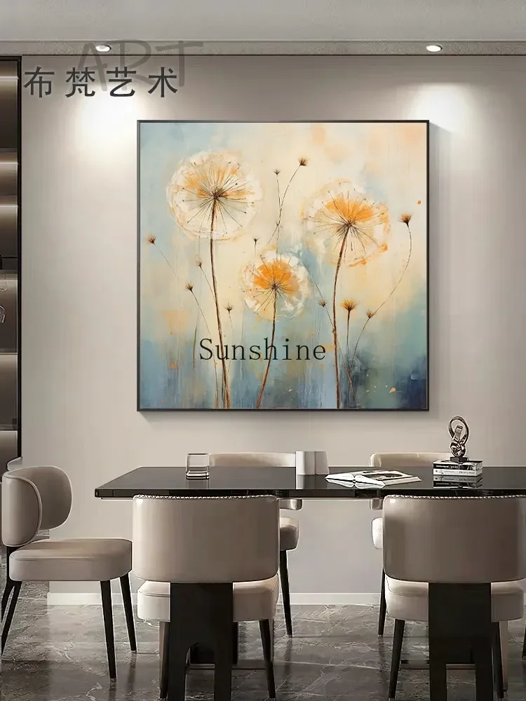 Dandelion restaurant decoration hand-painted oil painting modern simple Nordic flower entrance mural