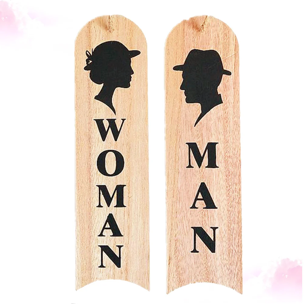 

2Pcs Wooden Toilet Sign Men Women Dual Bathroom Indicator Restroom Direction Board for Home Hotel Scenic Spot Decor