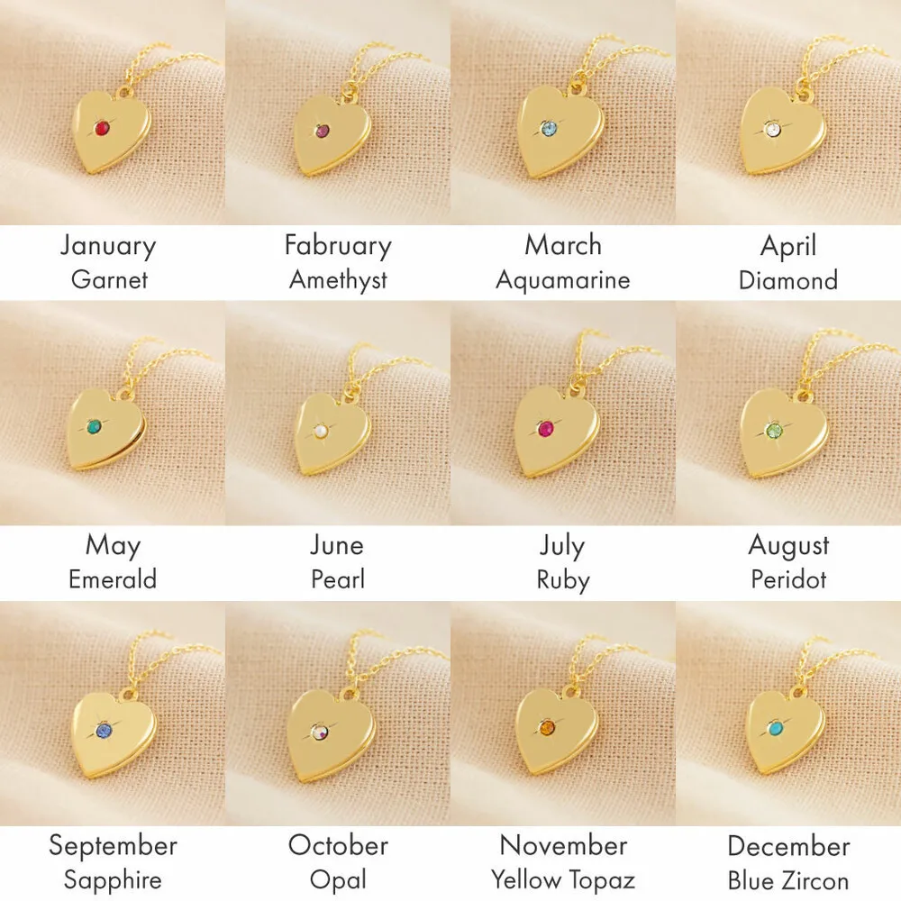 ديسمبر عيد ميلاد حجر القلب المنجد قلادة قلادة للنساء قابلة للفتح إطار الصورة سلسلة الترقوة مجوهرات الأسرة الحب هدية