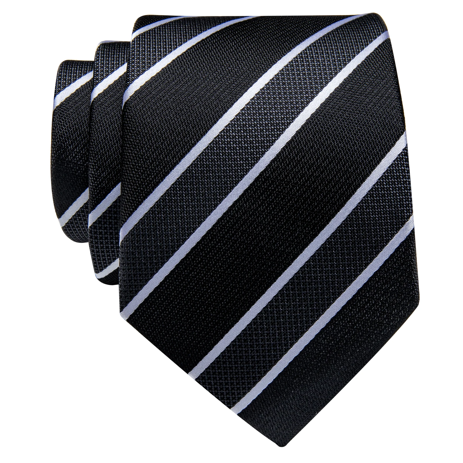 Black White Striped Tie for Man Accessories Fashion Silk Luxury Men Necktie Clip Set corbatas para hombre Holiday Gift Yourties