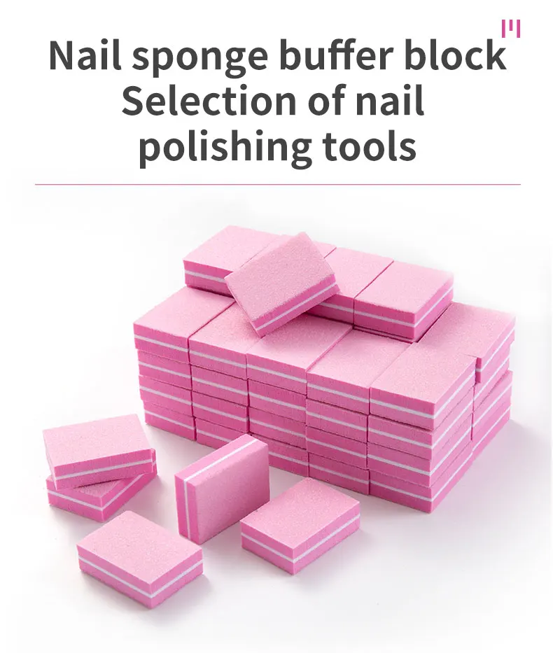 50 teile/los Zwei-seitige Mini Nagel Datei Blöcke Bunte Schwamm Nagel Puffer Block Nagel Polieren Maniküre Werkzeuge 100/180 körnung – Detail 2