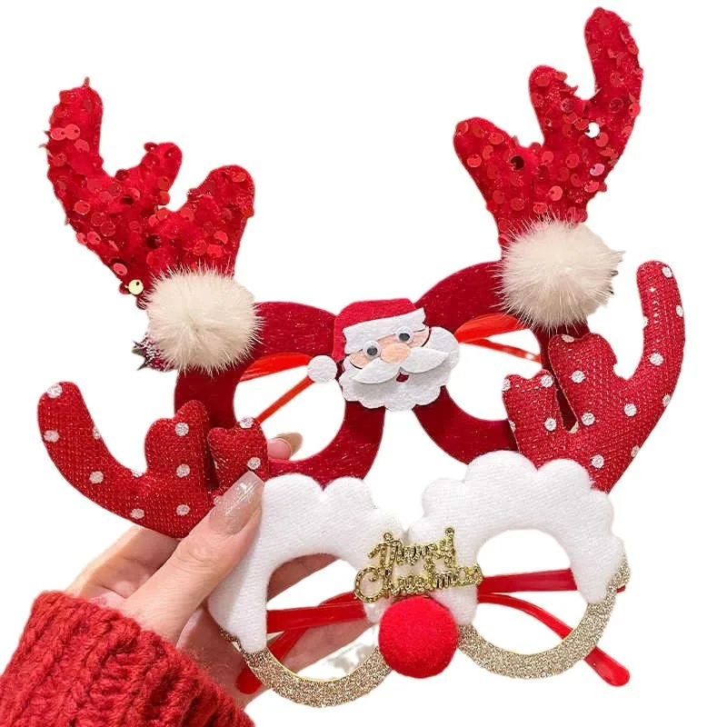 Accessoires de photographie de bois de cerf pour enfants, décorations de Noël, habillage, cadres de lunettes, cadeaux de vacances mignons et drôles, fête