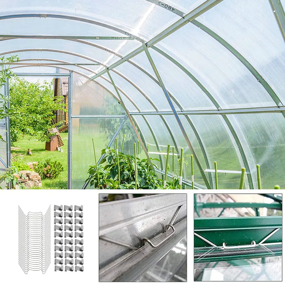 

100 Pcs Greenhouse Repair Kit Stainless Steel Glazing Clips for Glass Plate Clips Greenhouse Accessories