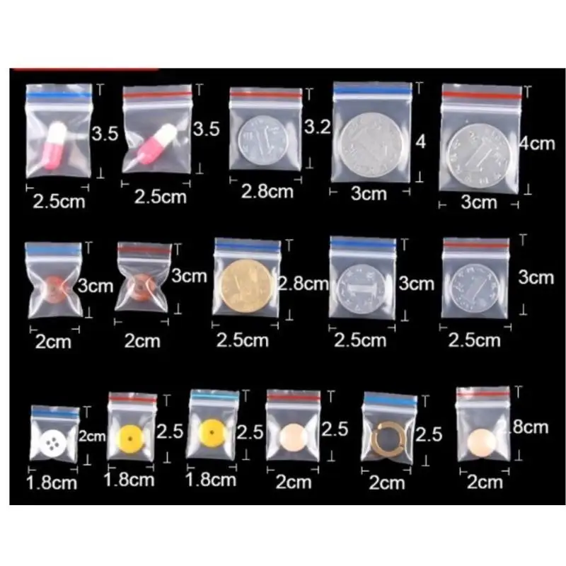 

100 PCS fast shipping PE 1.8x2cm 5*7 thickness 0.2 mm minimum size with thicker transparent bag for powder products