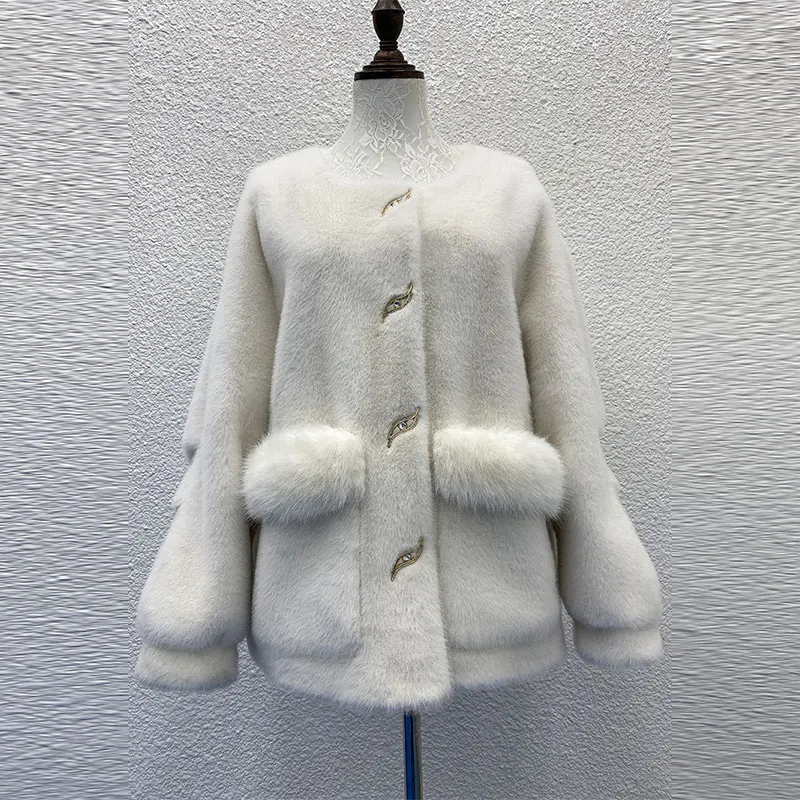 

Artificial Fur Coat For Women Winter New Style One-Piece Fur Imitation Mink Round Neck Small Eco Friendly Fur Coats Female