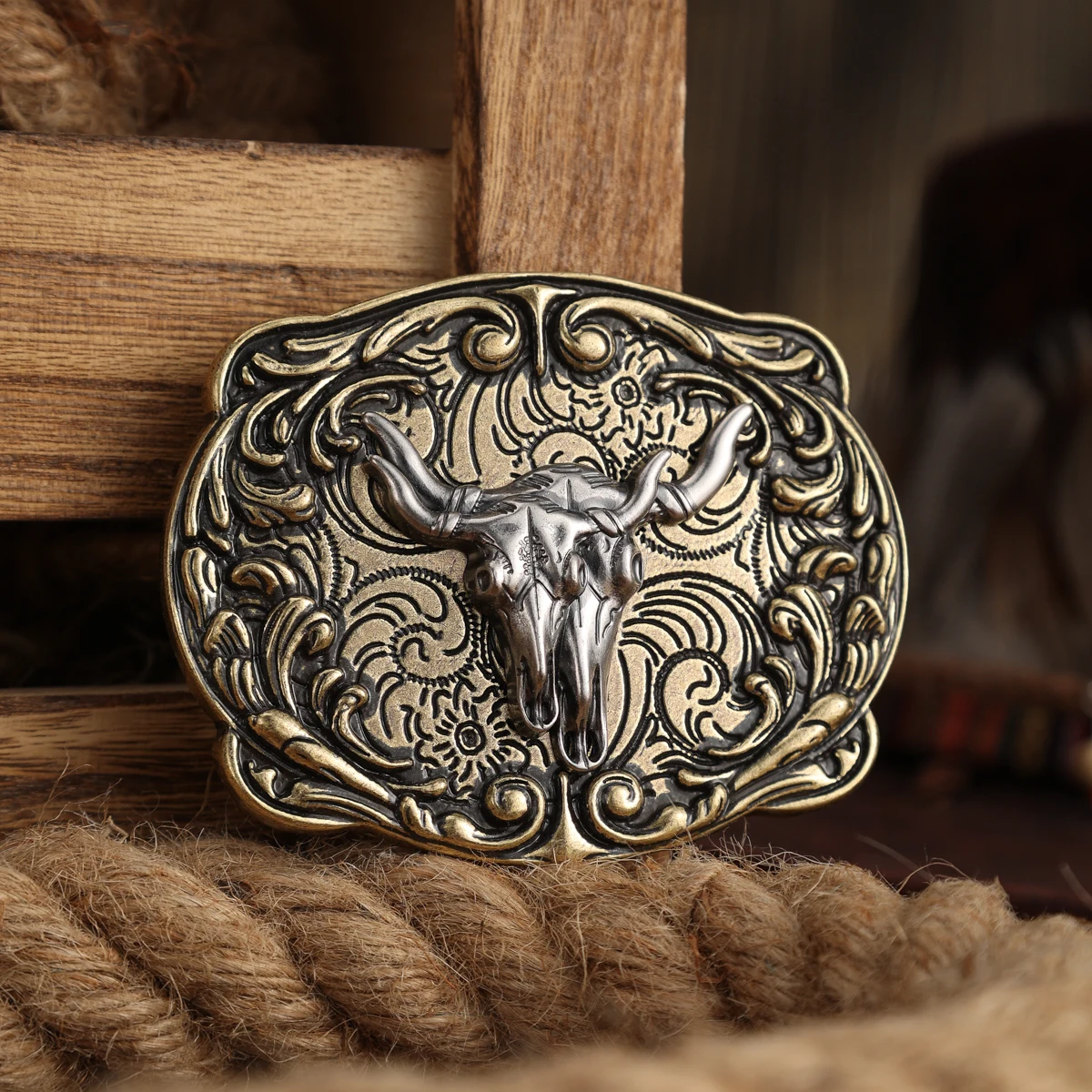 A Belt Buckle Head - A Western Cowboy-Style Belt Buckle Head - A Metal Buckle Head view 5