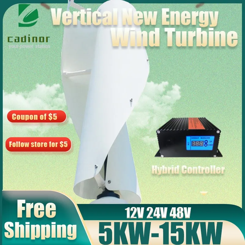 

Wind Turbine Free Energy Windmill 15kw 10kw 12v 24v 48v Vertical Axis Permanent Maglev Wind Turbine With Hybrid Controller