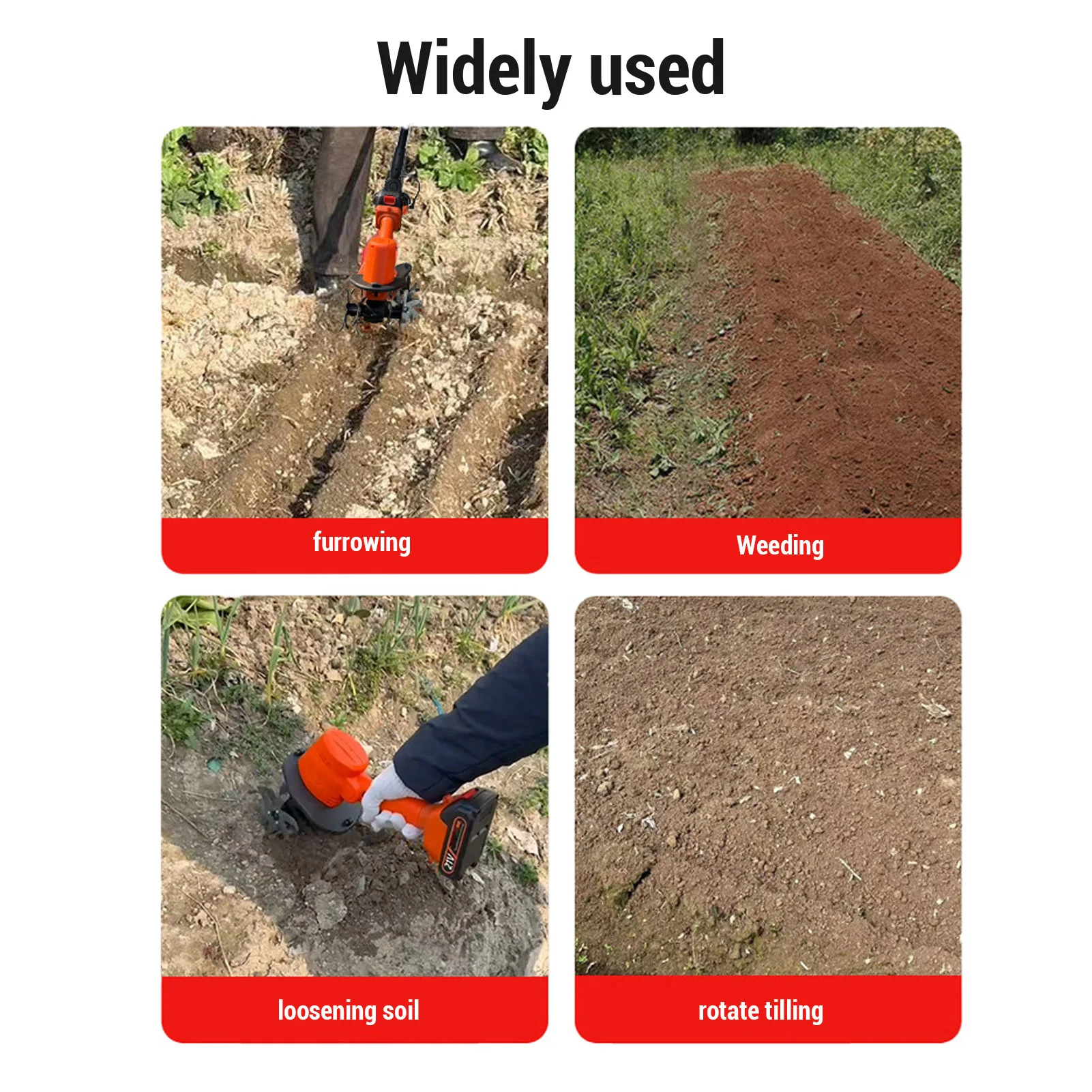 Cultivador de jardim sem fio alimentado por bateria portátil para cultivo de solo de gramado 100-240V