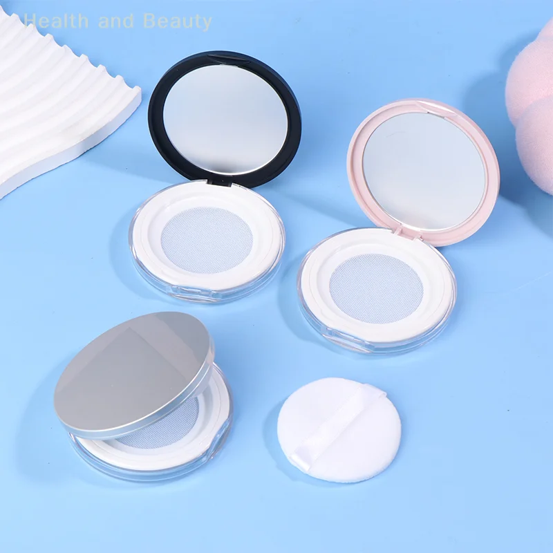 5g Ultra-thin Mini Elastic Mesh With Mirror Portable Loose Powder Packaging Empty Box Cosmetic Makeup Puff Refillable Pot