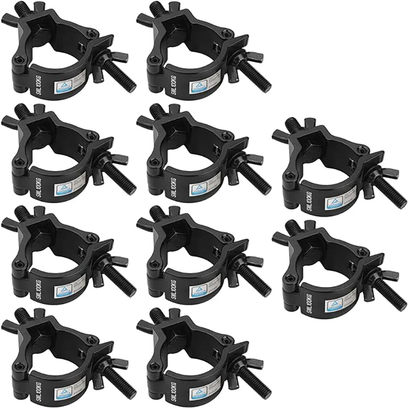 

10 Pack Olaalite Aluminum Stage Light Clamps for Truss 220LB/100KG LED Par Light Moving Head Lighting clamps, Fit for 48-51mm