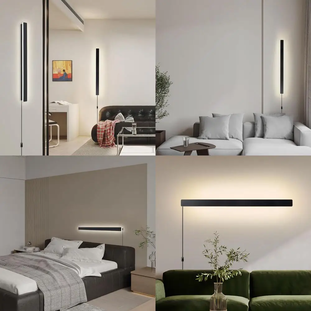 

Frosted Black 31.4 LED Wall Sconce, 16W Warm White 3000K, 59 Cable for Home Lighting