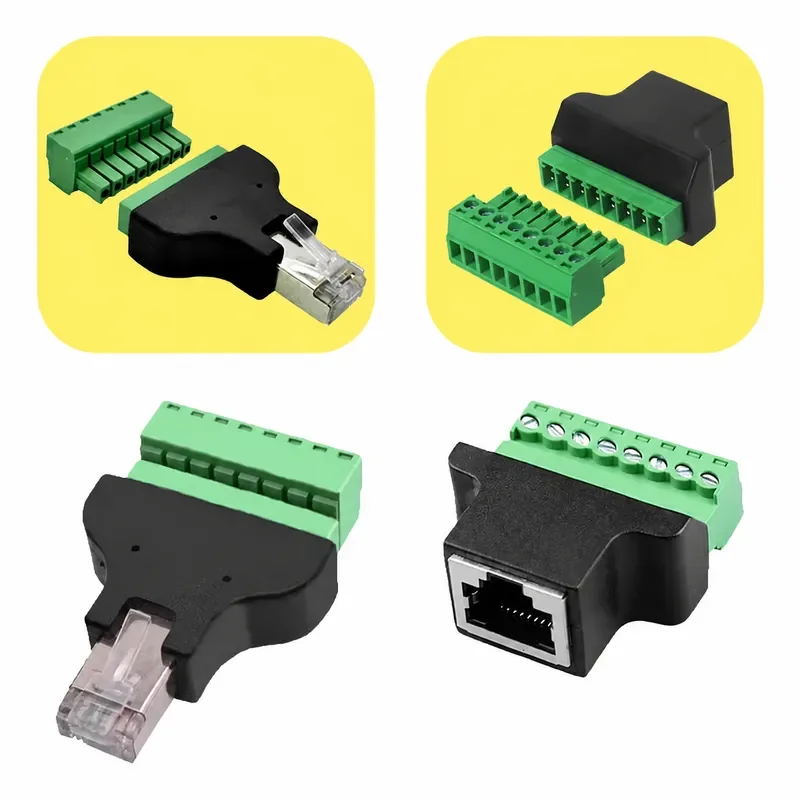 RJ45 Female To 8 Pin Connector RJ45 Male To Screw Terminal Adaptor RJ45 Splitter for CCTV DVR CCTV Accessories
