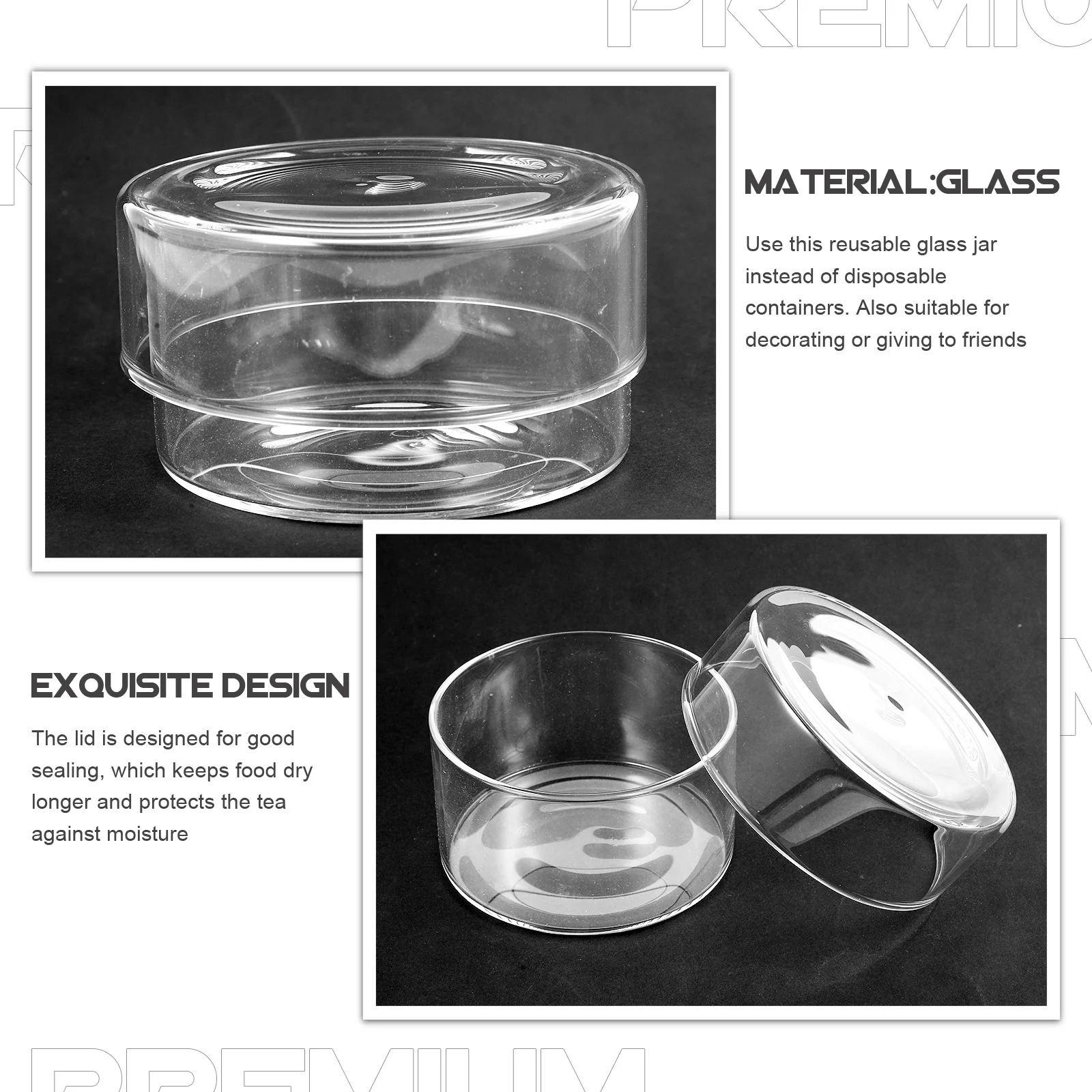 

Glass Tea Jar Clear Airtight Lid Candy Biscuit Coffee Storage Container Decorative Canister Clear Honey Jar