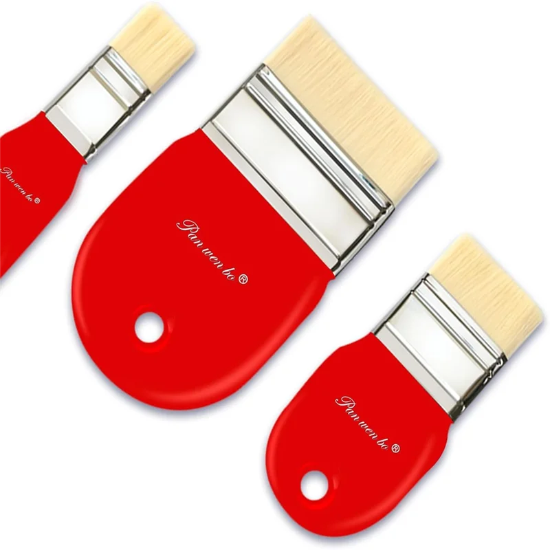 Set Kuas Dayung Datar, Kuas Nilon untuk Akrilik, Cat Minyak, Pernis, Cat Air, Pelukis, Pelajar, Seniman Cat Air