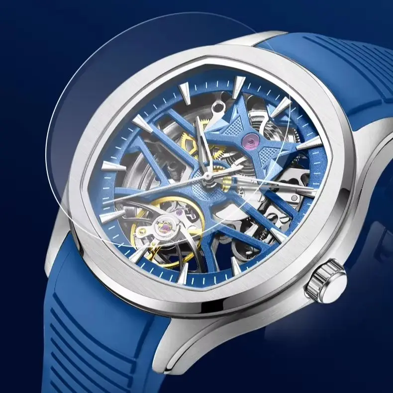 TAKE THE CHANCE 9204-5 Fashion Sport Watches Skeleton Dial Automatic Mechanical Movement Wristwatch Clock Reloj Hombre