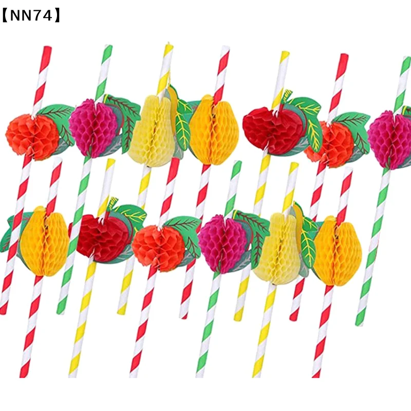 50pcs/lot 20cm 3D Fruit Cockta - đánh giá và giá Paper Straw Color