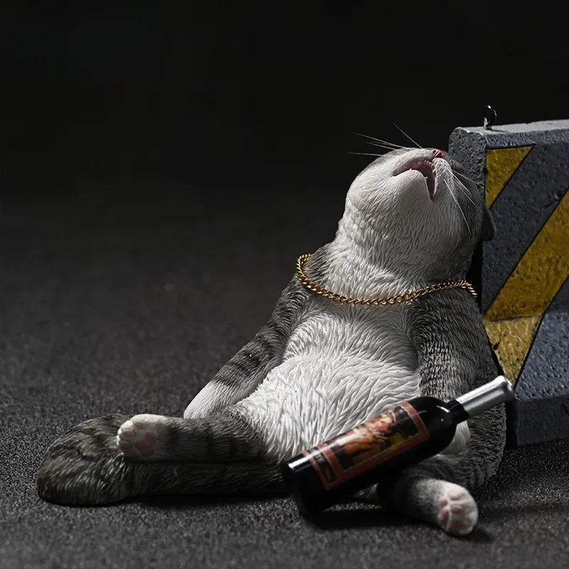 JXK 1/6 escala simulación resina gato borracho Animal modelo cura mascota juguetes de escritorio regalo para accesorios de figuras de acción de 12 pulgadas