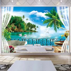 Custom Any Size Murals Window Nature Landscape Photo Wallpaper Living Room TV Background Wall Cloth Eco-Friendly Papel De Parede