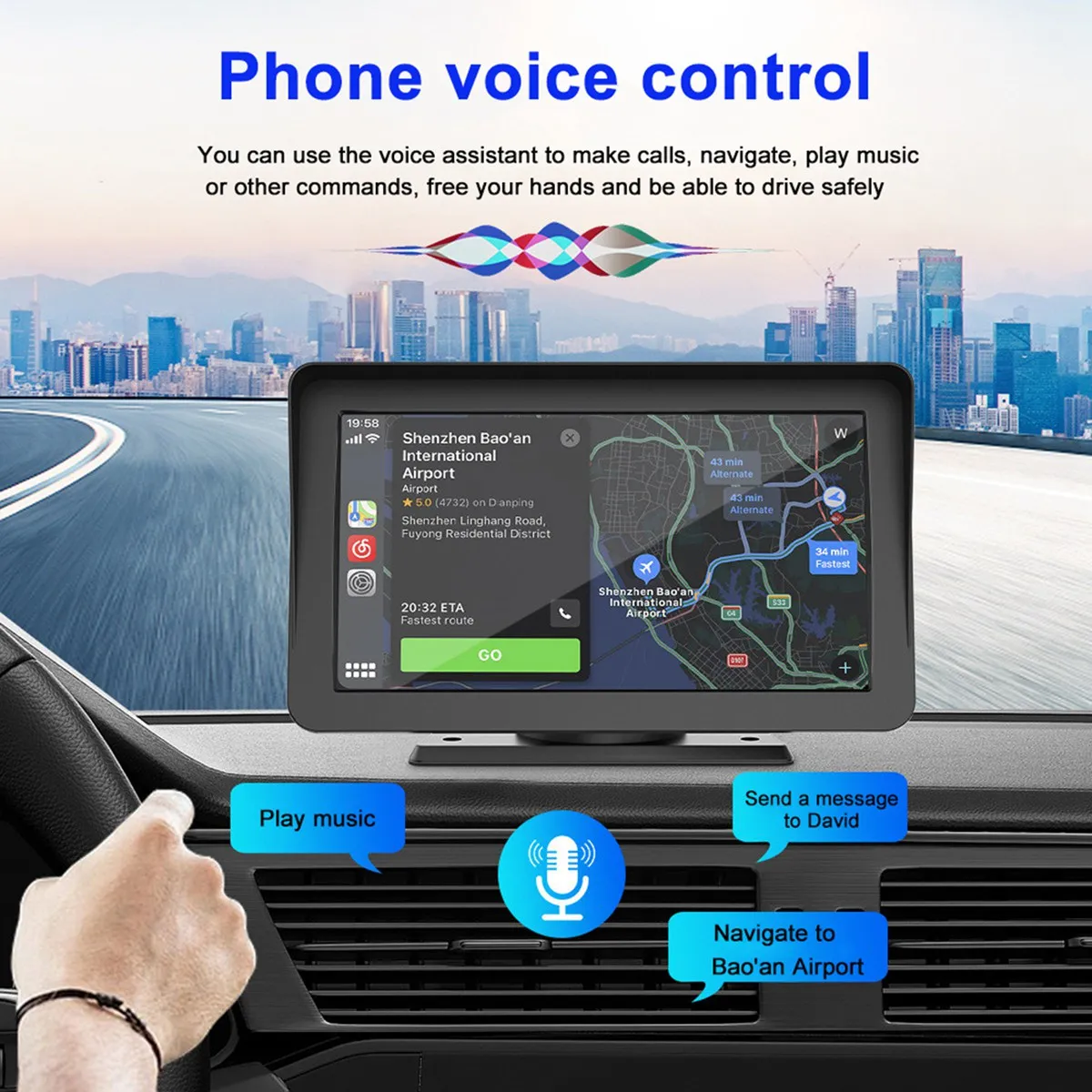 

Universal 7Inch Car Radio Multimedia Video Player Wireless Carplay and Wireless Android Auto Touch Screen MP5 B