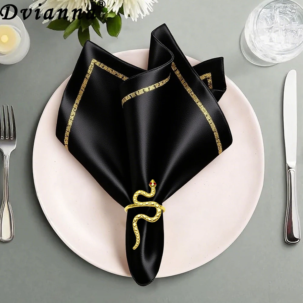 

6Pcs Golden Cobra Napkin Rings Metal Exotic Table Decor, Luxury Egyptian Style Centerpiece for Themed Party Home Bar Gift