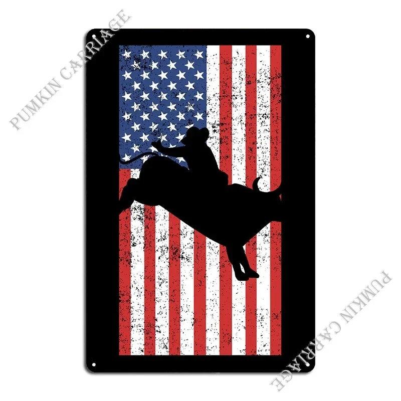 Rodeo Amerika Reiten Flagg Metal Plaque Poster Party Classic Cave Garage Tin Sign Poster