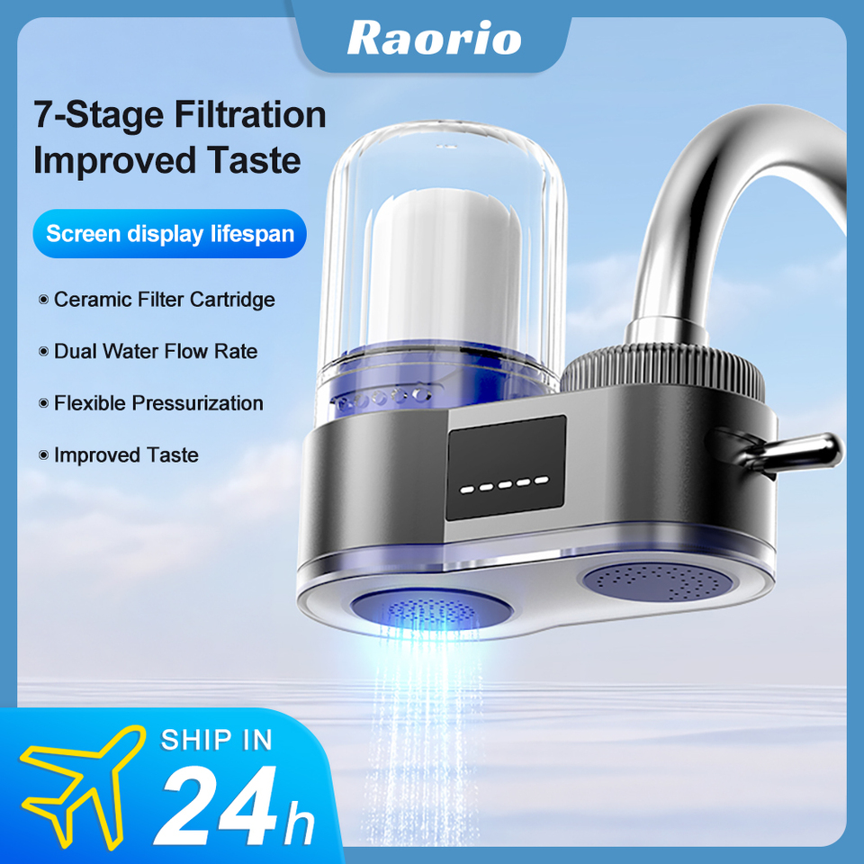  Raorio Faucet Tap Water Filter 7 Stage Purifier System Blue Light NSF Certified Reduces Lead Chlorine Heavy Metal Kitchen Water 
