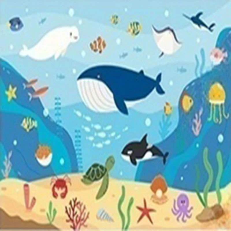 

Ручная роспись, обои в скандинавском стиле с изображением подводного мира, мультяшные рисунки с китами и тропическими рыбками, для детской комнаты, продаются в рулонах.