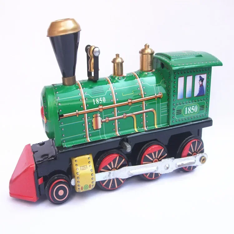 [Funny]  Adult Collection Retro Wind up toy Metal Tin The locomotive Mechanical toy Clockwork toy figures model kids gift