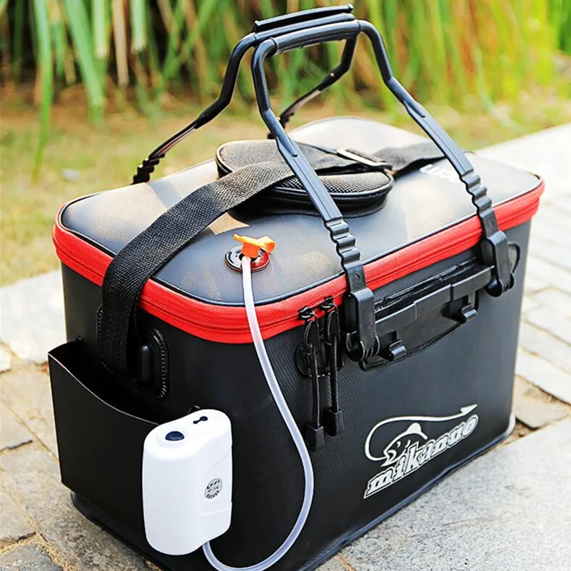 للطي رشاقته مقاومة للاهتراء إيفا دلو صيد خزان الأسماك الحية مضخة الأكسجين الرياضة في الهواء الطلق صندوق معالجة الصيد المعدات