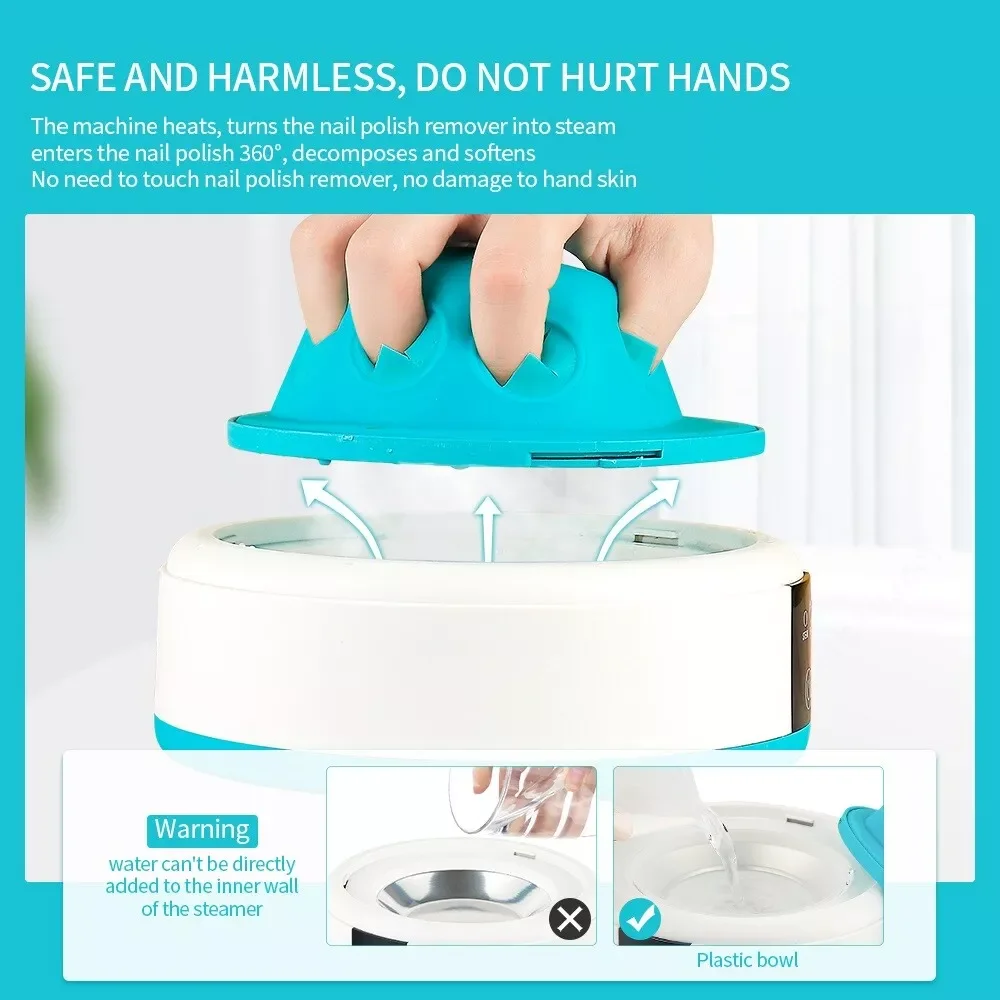 Electric Steam Nail Polish Remover Polishing Anti Acetone Immersion Bowl Gel Heating Cleanser Nail Enhancement Tool For Salon