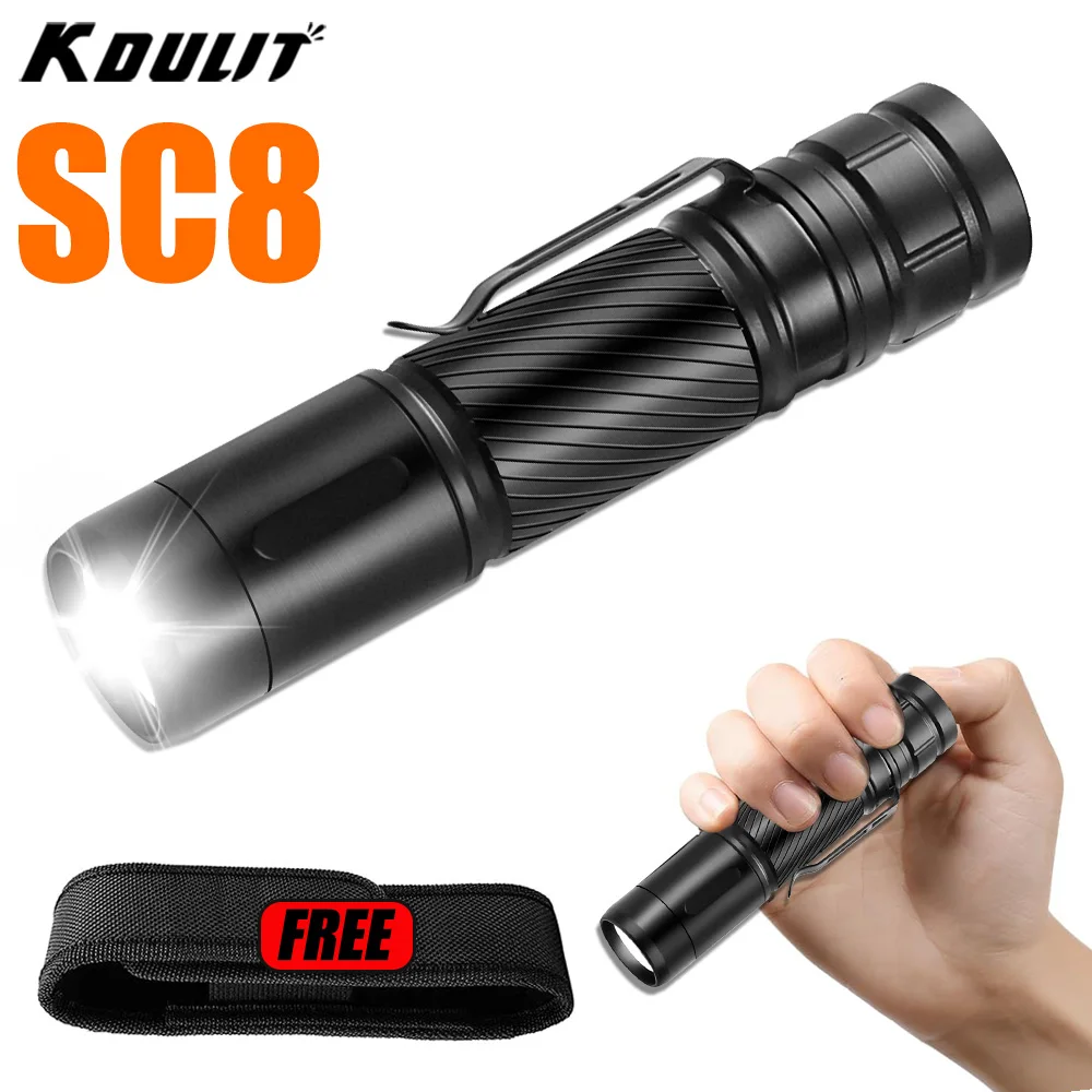 

KDULIT SC8 800LM Powerful LED Flashlight Type-c Rechargeable EDC Tactical Torch 1500Mah Battery Outdoor Camping Fishing Lantern