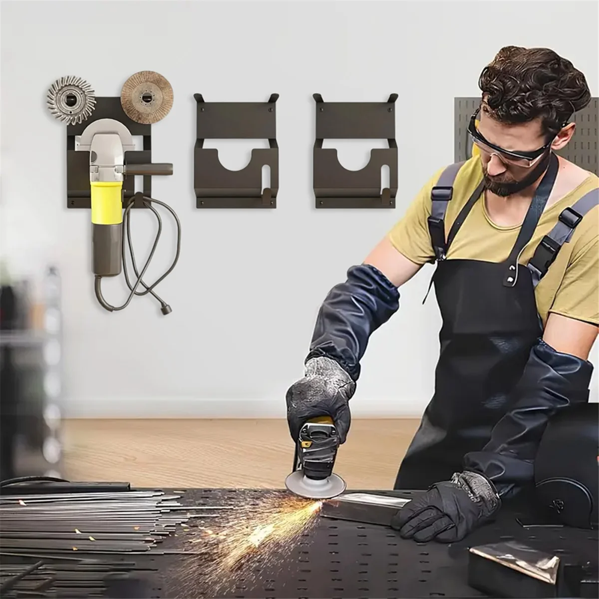 A002 Angle Grinder Wall Storage Mount Metal Wall-Mounted Hanging Shelf Fixed Polishers Holder Stable Storage