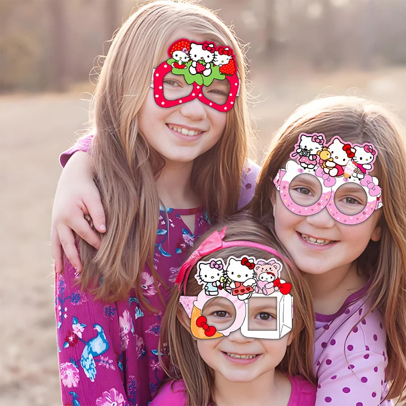 

8/16/24Pcs Sanrio Anime Hellokitty Paper Glasses Birthday Party Supplies For Boys Girls Cosplay Photo Prop Cartoon Spectacles