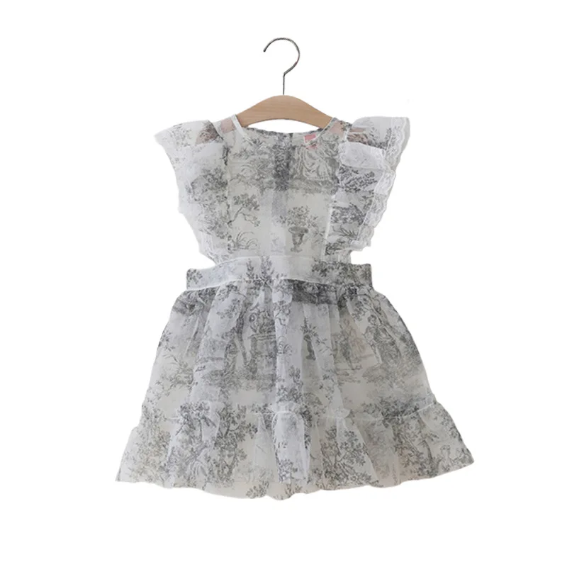 

Mother Kids 2025 Spring Summer South Korean Children's clothing High Quality Girls 3-color princess gauze fillet bow dress