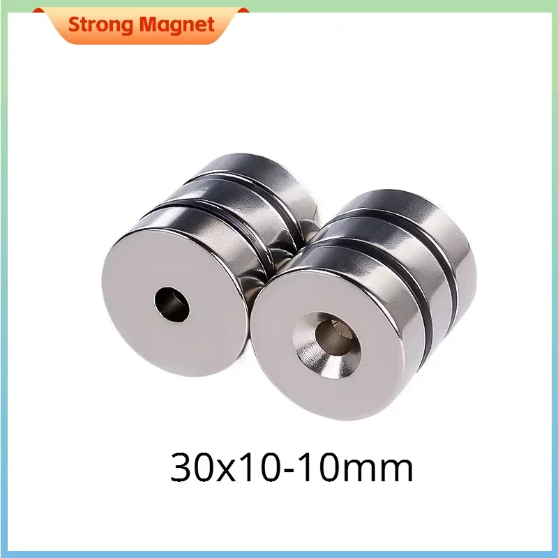 

1/2/5/10Pcs 30x10-10mm Round Strong Magnets with 5mm Hole Disc Countersunk Fridge Magnet Search Neodymium Magnets Magnetic Sheet