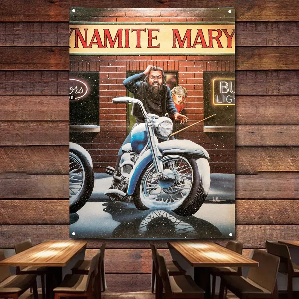 Snowing Flag Banner Live or Ride Poster Decor Mural Bikers Art Wall Sign Vintage Motorcycle Car Man Cave Bar Club Pub Garage