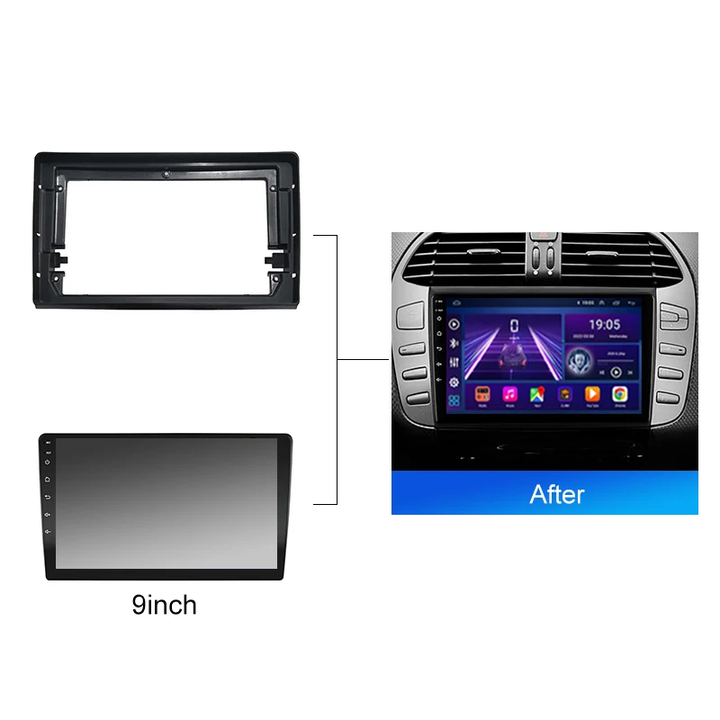 Car Radio For Fiat Bravo 198 2 II 2007 - 2014 Android 2 Din Stereo Mounting Bezel Faceplate Frame Kit