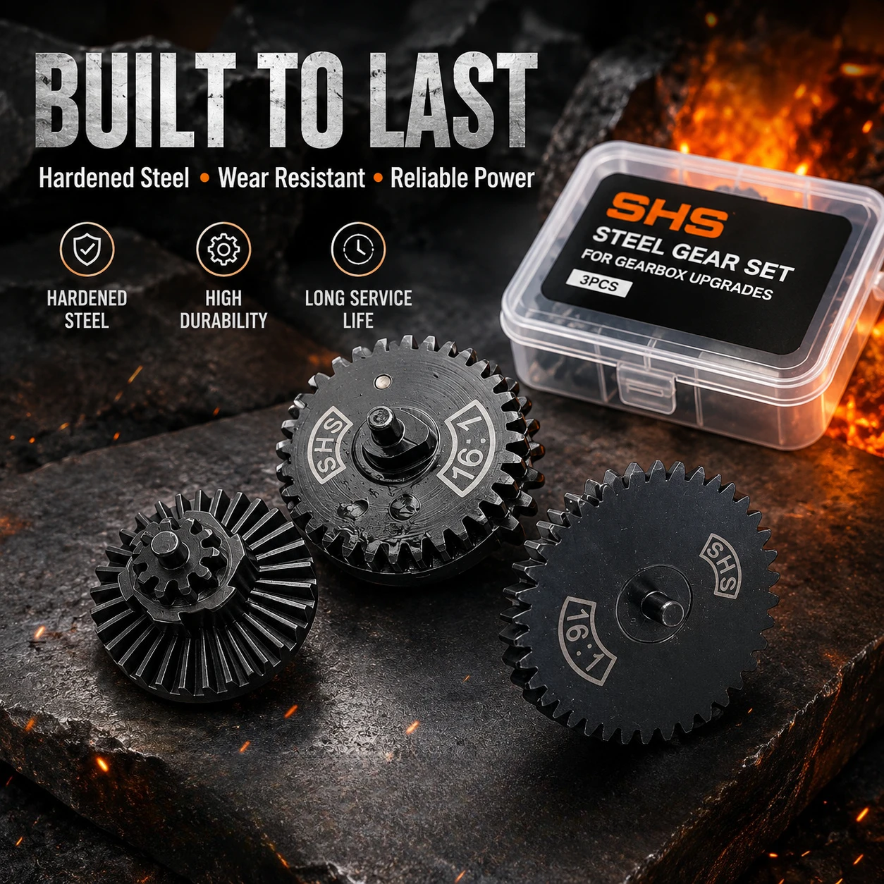 18:1 Steel Reduction Gear Set Heat Treated Gear Teeth Heavy Load Bearing Hobby Mechanical Equipment Refit Spare Parts