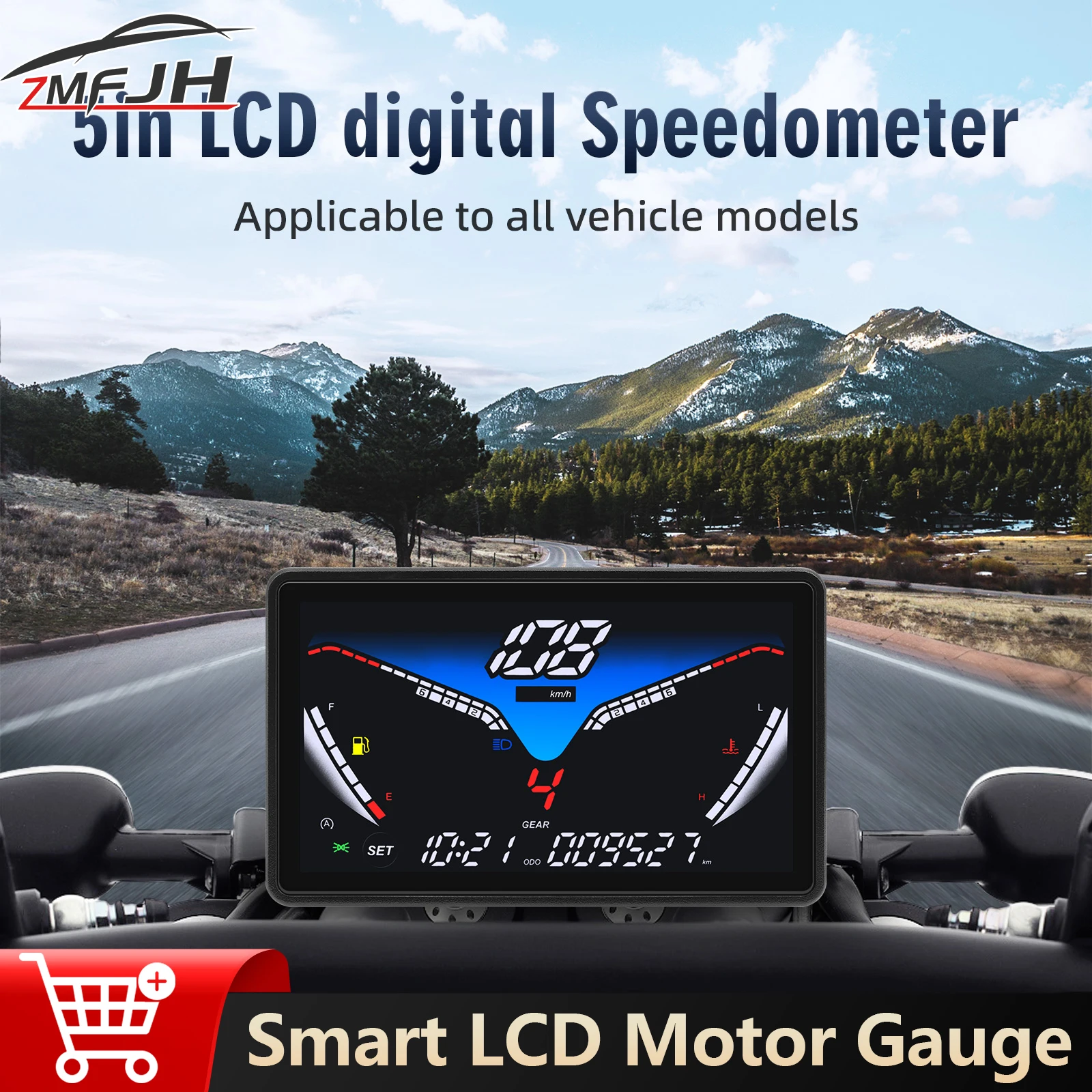 

12V Motorcycle Digital Speedometer MPH KMH Speed Meter Motor RPM Tacho Gauge Odometer Gear LCD Indicator With Sensor/Bracket