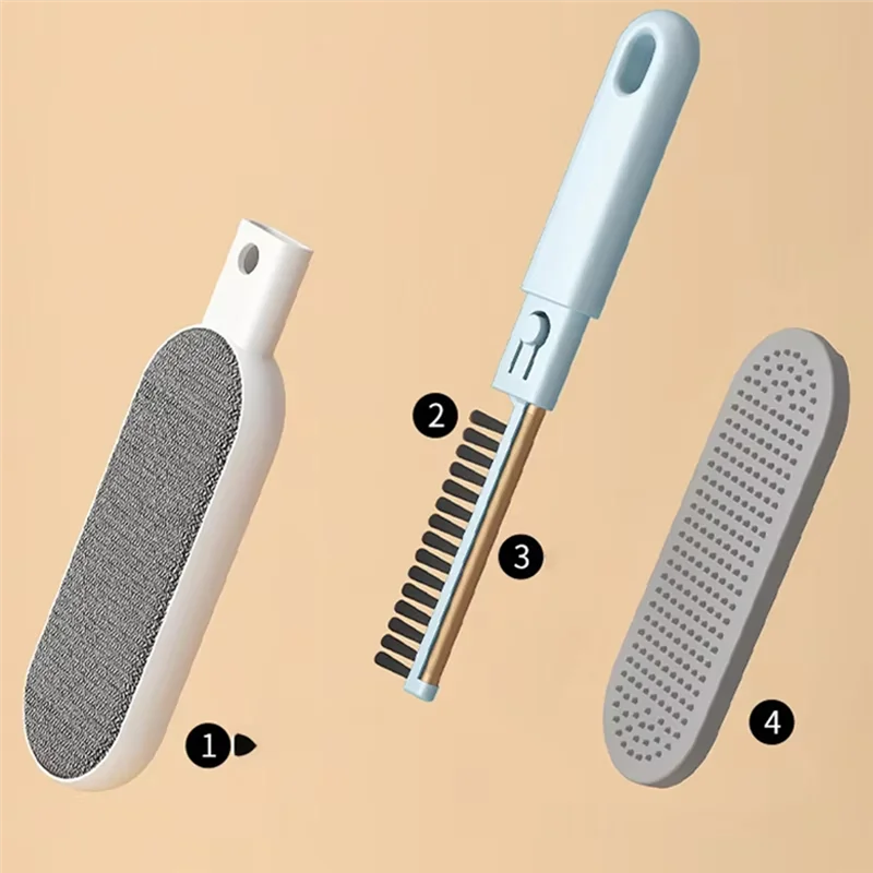 Removedor de fiapos portátil ABLN-4-em-1, escova de pêlos e peluches para animais de estimação, barbeador manual de tecido para roupas, alça antiderrapante, multifuncional