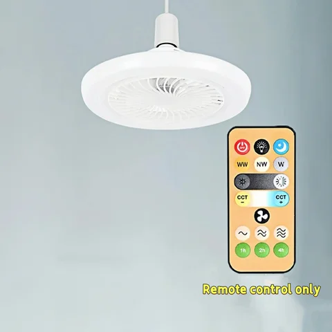 E27 ceiling fan light remote control wireless switch adjustable 3 colors 3 gears wind speed 1-4 hours timing
