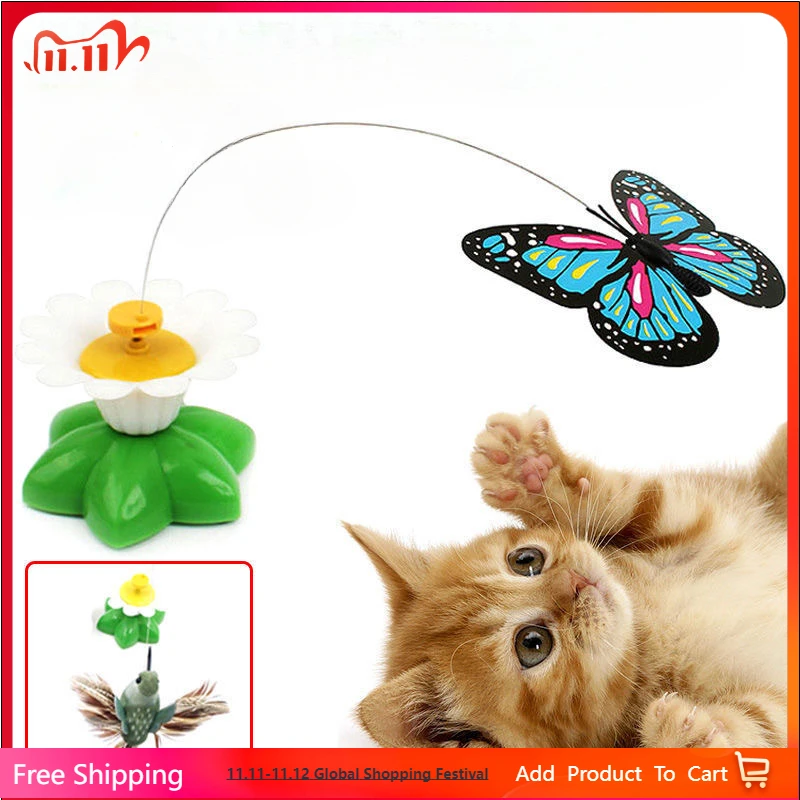 

Rotating Electric Flying Butterfly Colorful Interactive Cat Dog Automatic Humming Bird Intelligence Training Rotating Funny Toys