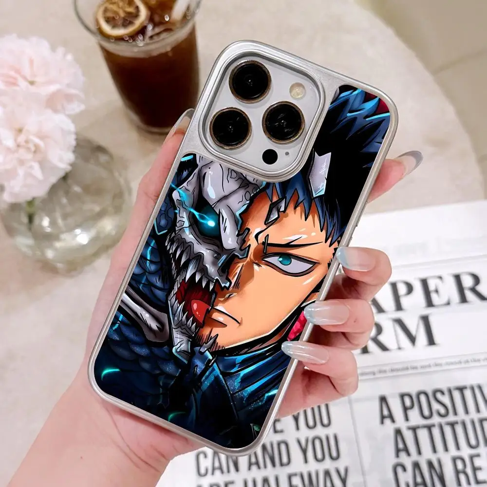 

Kaiju No.8 Kafka Hibino Phone Case for iPhone 17 16 15 14 13 12 11 Air Pro Max Plus Electroplated Silver Cover
