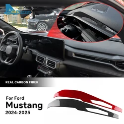 Real Soft Carbon Fiber Sticker For Ford Mustang GT Dark Horse EcoBoost 2024 2025 Instrument Panel Interior Trim Accessories