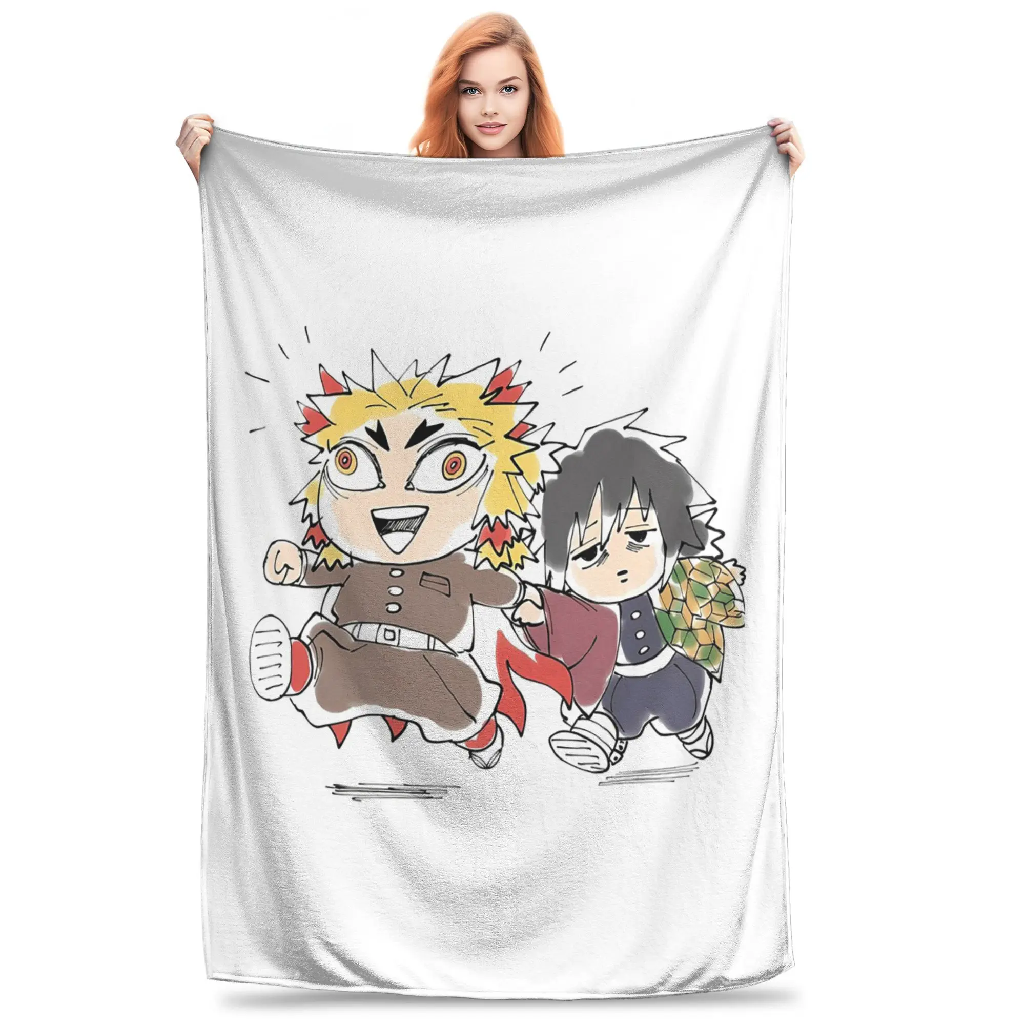 

Одеяло Clumsy Rengoku with Calm Giyu, супер мягкое фланелевое одеяло для дивана, одеяло для дома, спальни, офиса, покрывало, одеяло