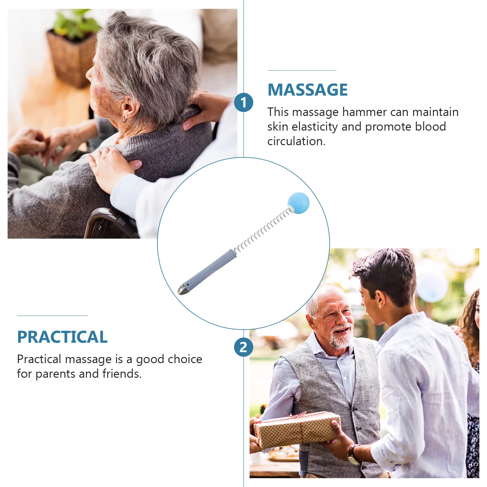 

Handheld Body Massage Hammer Comfortable Multi-Functional Knocking Hammer Spring Ball Massager Home Use Tool Massage Roller