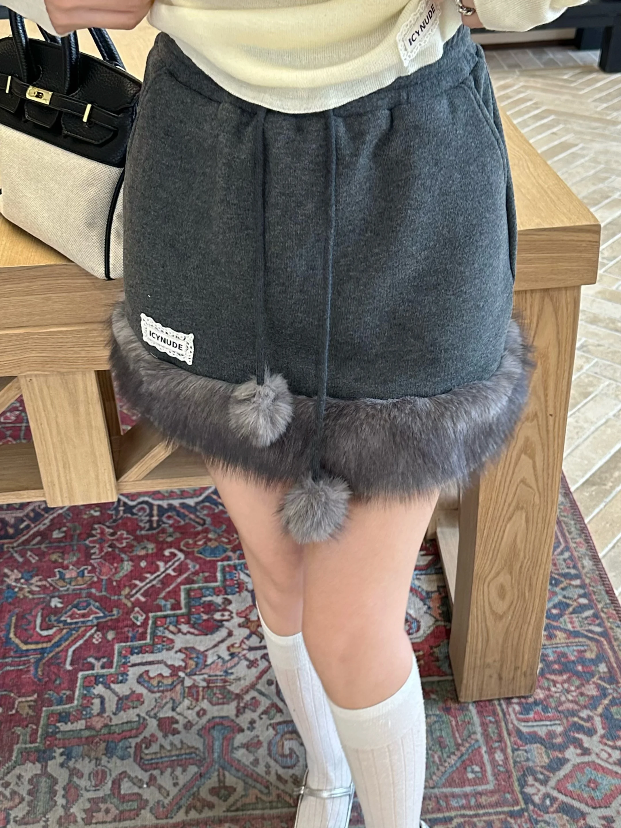 

Юбка с высокой талией на флисовой подкладке, женская облегающая юбка А-силуэта, повседневная, стройнящая, универсальная, IcyNude Store