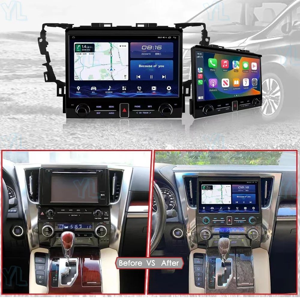 yrll For Toyota Alphard 2015 - 2019 Android 13.0 Car GPS Navigation Carplay Multimedia Player Auto Radio Head unit Bluetooth 4G